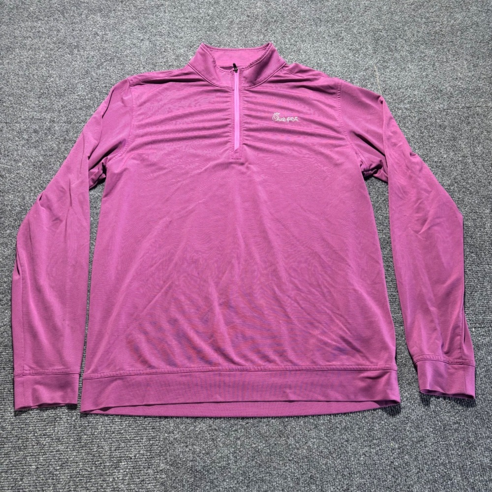 Oobe Chick-fil-A Mens XL Magenta Purple 1/4 Zip Pullover Employee Uniform Shirt